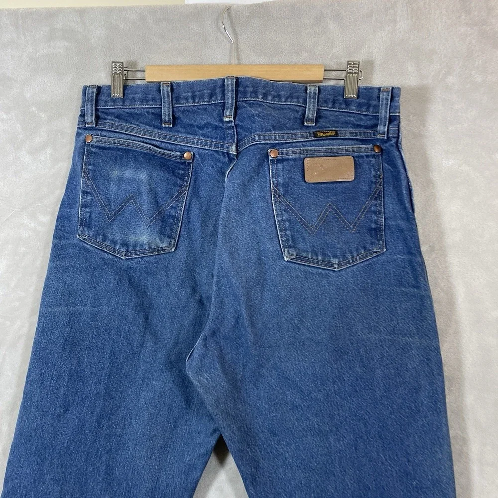 Vtg Wrangler 13MWZ Jeans Mens 36x36 (fit 34x34) Whisker Fade Distressed Mud Wash